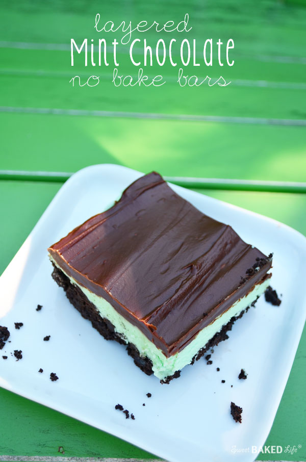 Layered Mint Chocolate Bars - no bake!