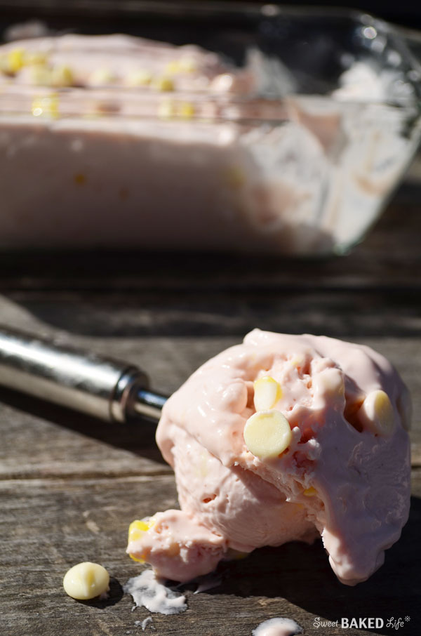 Lemon Blackberry Chip Ice Cream -- no machine required! | Sweet Baked Life