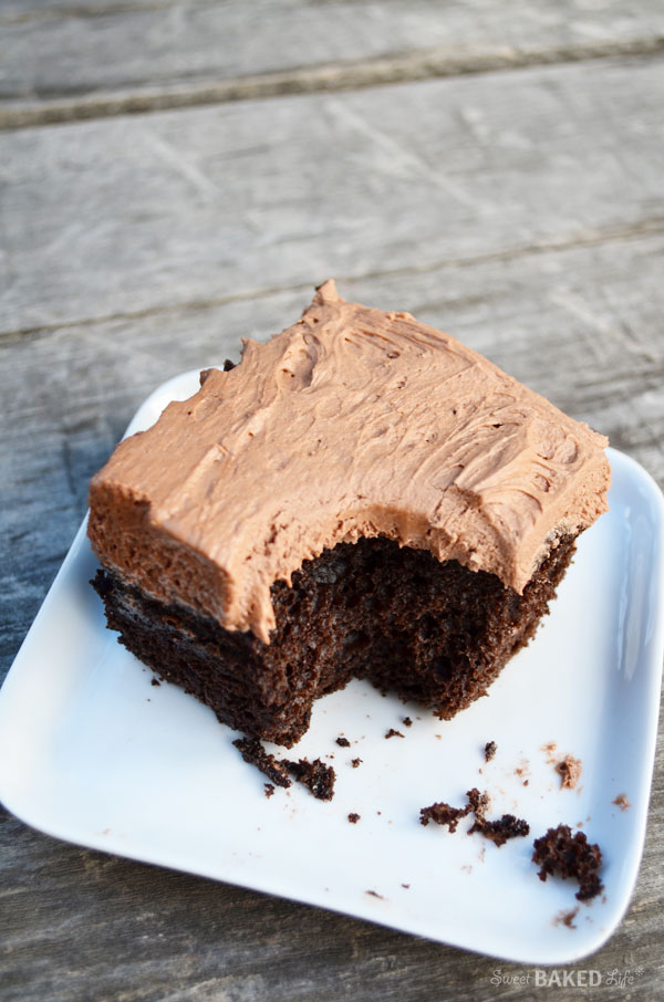 Chocolate Buttercream Frosted Chocolate Cake | Sweet Baked Life