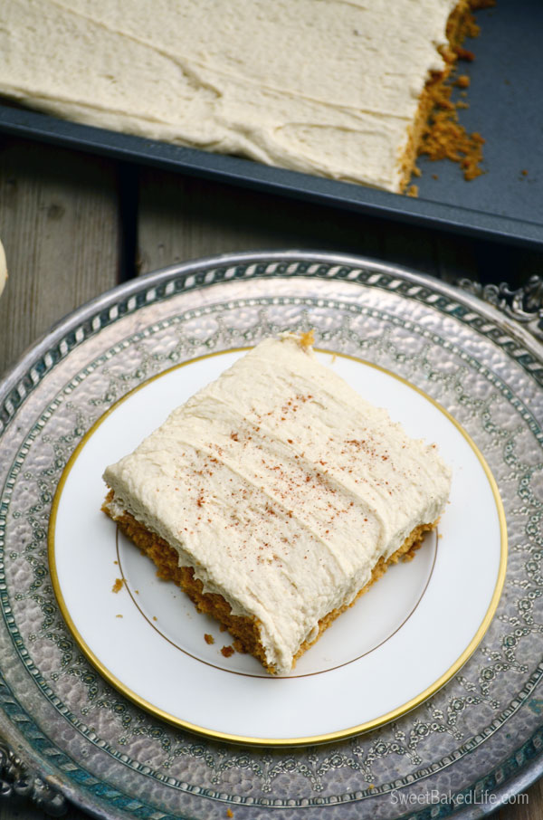 Pumpkin Spice Cake with Brown Sugar Marshmallow Buttercream Frosting |Sweet Baked Life