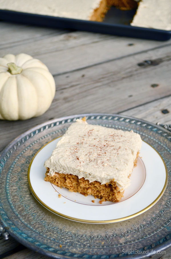 Pumpkin Spice Cake with Brown Sugar Marshmallow Buttercream Frosting |Sweet Baked Life