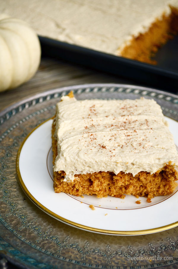 Pumpkin Spice Cake with Brown Sugar Marshmallow Buttercream Frosting |Sweet Baked Life