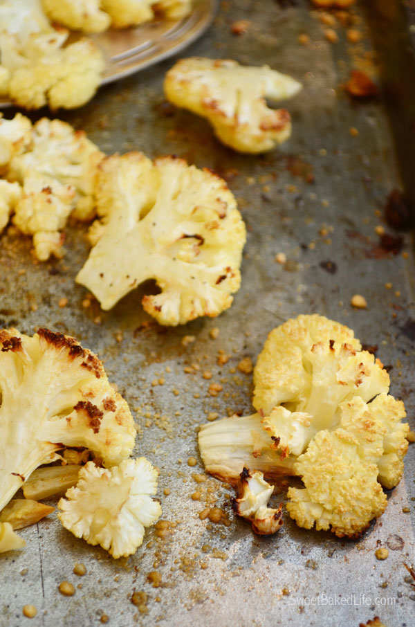 Parmesaon & Garlic Roasted Cauliflower | Sweet Baked Life