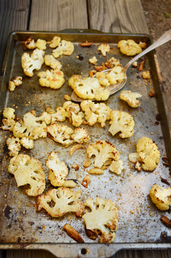 Parmesaon & Garlic Roasted Cauliflower | Sweet Baked Life