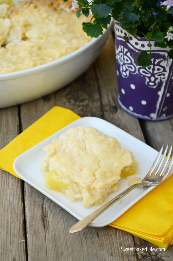3 ingredient Pineapple Dump Cake | Sweet Baked LIfe