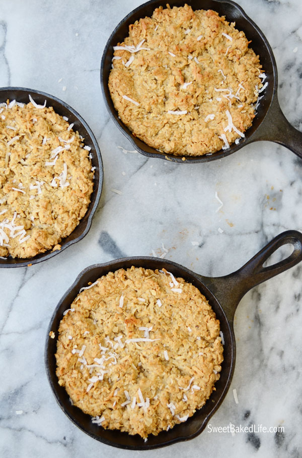 Mini Oatmeal Coconut Skillet Cookies | Sweet Baked Life