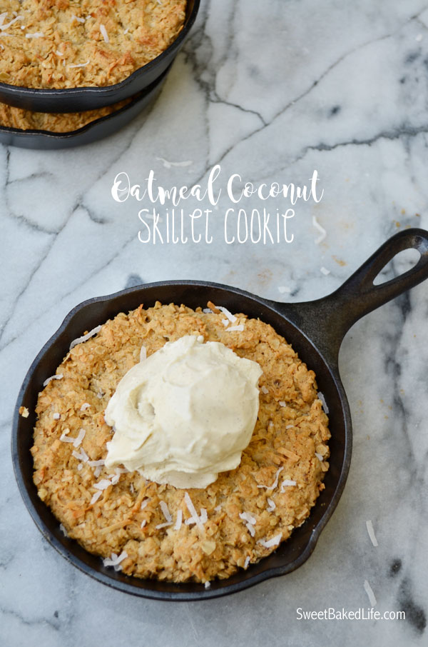 Mini Oatmeal Coconut Skillet Cookies | Sweet Baked Life