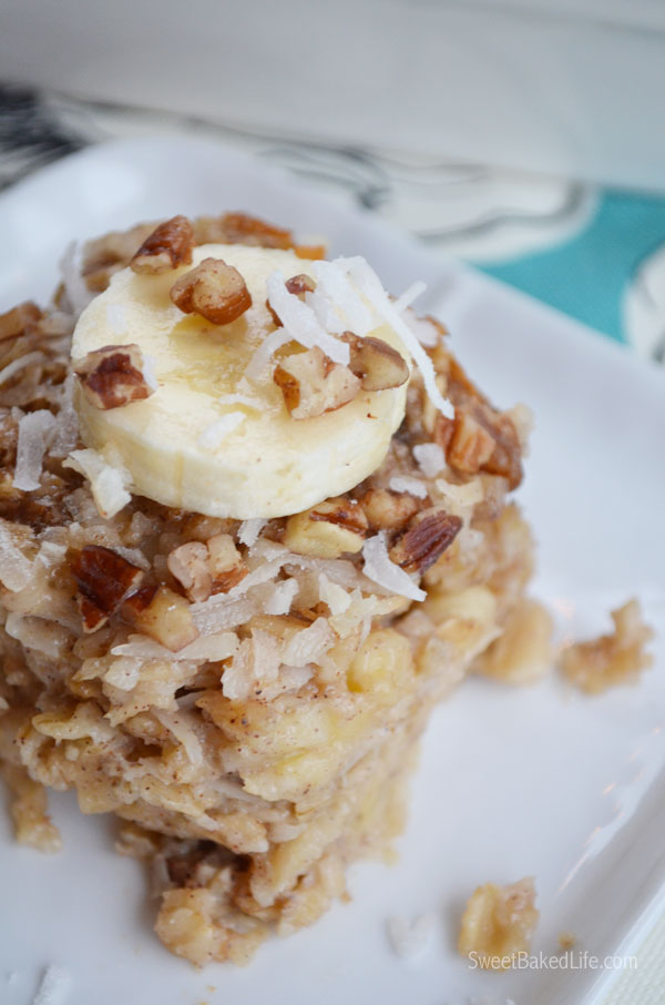 Banana Coconut Baked Oatmeal Squares | Sweet Baked Life