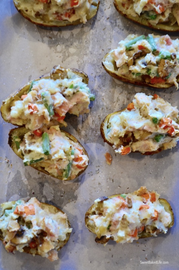 Chicken Pot Pie Twice Baked Potatoes @sweetbakedlife
