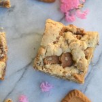 Biscoff Chocolate Chunk Blondies @sweetbakedlife.com