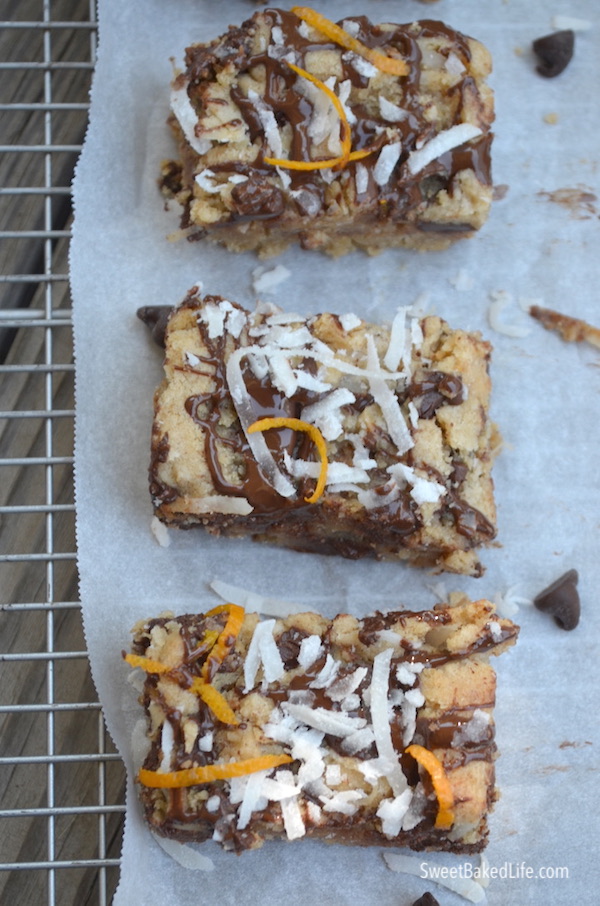 Chocolate Coconut Blondies with a hint of orange! @sweetbakedlife