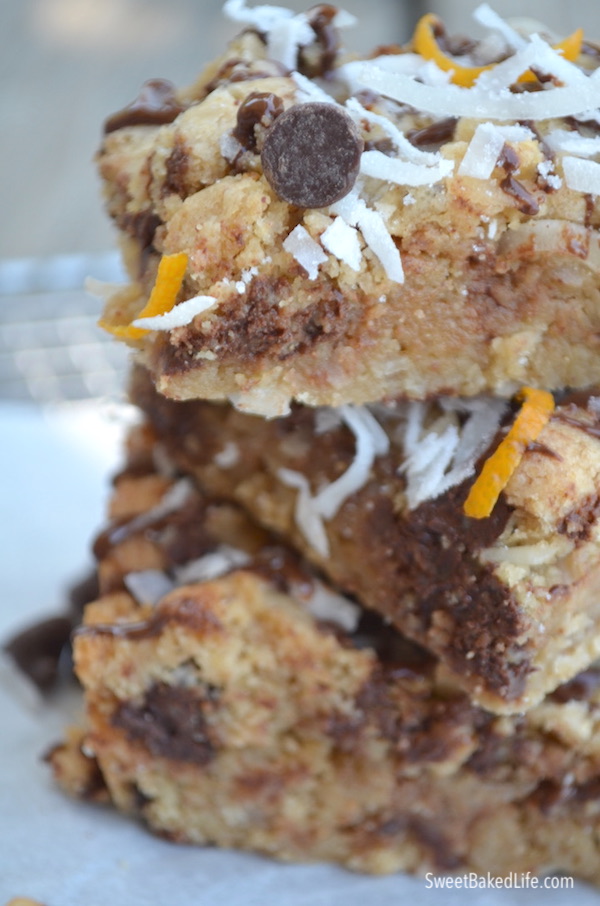Chocolate Coconut Blondies with a hint of orange! @sweetbakedlife
