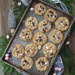Big, soft and tasty Peppermint Chip Cookies - filled with dark chocolate chunks, white chocolate chips and chopped peppermint candy! @sweetbakedlife