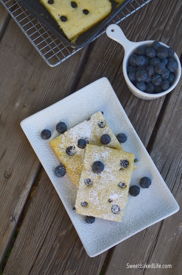 Quick, easy and healthy Blueberry Sheet Pan Pancakes @ sweetbakedlife